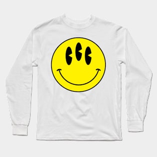 Trippy 90s acid house three eyed smiley face Long Sleeve T-Shirt